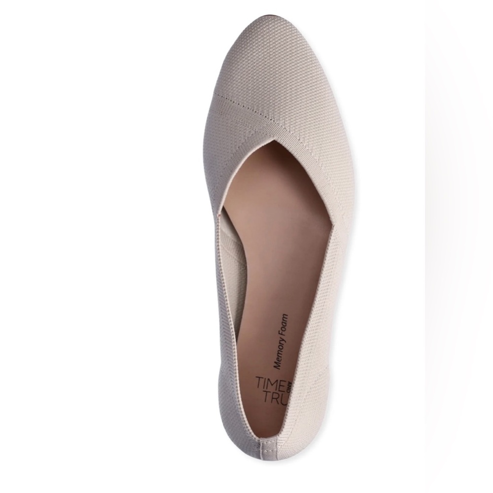NWT Time and Tru Knit Ballet Flats Tan Slip-On Comfort Shoes Size 6 - Picture 1 of 8